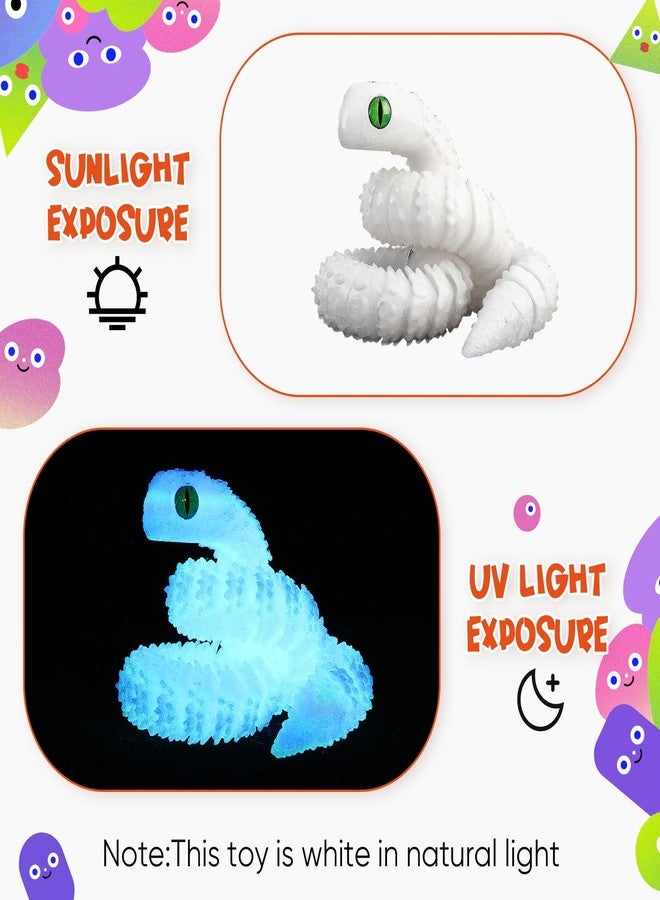 Arrowbash مجموعة ألعاب Arrowbash المكونة من 12 قطعة من ألعاب الثعابين ثلاثية الأبعاد بألوان قوس قزح تتوهج في الظلام، ألعاب مرنة بطول 12 بوصة لتخفيف التوتر لدى الأطفال، تساعد على تهدئة الأطفال المصابين باضطراب فرط الحركة ونقص الانتباه/التوحد، رفيق مثالي للمكتب، هدايا لتزيين عيد الفصح/الهالوين - Image 3